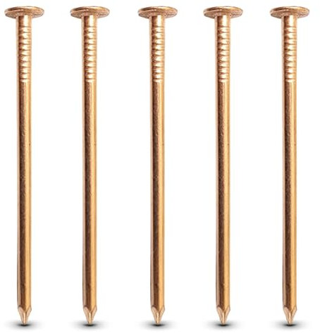 3 Inch Copper Nails Pack - Pure Copper Nail Spikes USA Made - Solid Reliable Used for Trees, Stumps, Landscaping, and Hobbies (40)