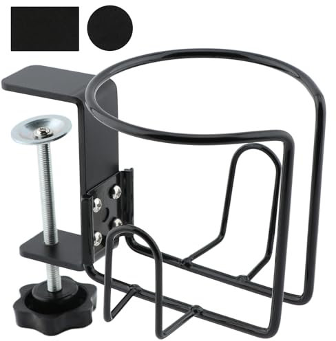 Jaeskeclip Desk Cup Holder,Desk Cup Holder Clamp,Cup Holder for Desk,Adjustable and Durable,Clip on Table,Gaming Table or Standing Desk