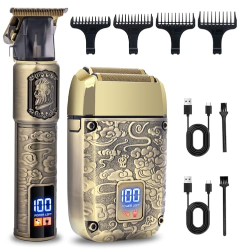 Hatteker Rasierer Herren Elektrisch T-Blade Haarschneider Folienrasierer Bartschneider Barttrimmer Trimmer Herren Grooming Kit Kahlkopf-Rasierer