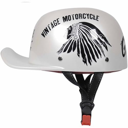 Retro Halbhelm Motorrad Offene Helm Jethelm ECE-Zulassung Baseball Cap Style Helm Roller-Helm Scooter-Helm Moped Helm für Männer und Frauen 1,S=55-56cm