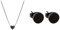 Liebeskind Damen-Collier Edelstahl (schwarz), LJ-0617-N-V 40 & Ohrstecker LJ-0067-E-07 IP Schwarz, Edelstahl