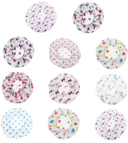 DOITOOL 11pezzi Cappellini Da Doccia Impermeabili Design Random Protezione Per Durante Bagno e La Cucina Elasticizzati e Adatti Tutti Tipi Di Testa