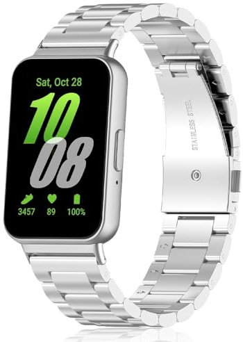 SeNool Strap for Samsung Galaxy Fit 3, Metal Stainless Adjustable Quick Release Replacement Smart Watch Strap Band for Men Women for Samsung Galaxy Fit 3 -Silver