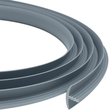 Tintvent T-Gummi-Zierleiste, passend für 1,9 cm Kanten, Regal-Band, Mittelsteg, T-Formteil für Tische, Spiel- und Arcade-Maschinen, dekorativ, grau, 8 m