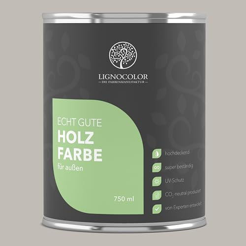 Lignocolor Holzfarbe Außen matt | wetterfeste Farbe für den Außenbereich (Lichtgrau matt, 2,5L) | hochdeckend & hochbeständig