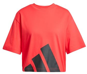 adidas Damen Essentials Big Logo Boyfriend T-Shirt, Pure Ruby/Black, L