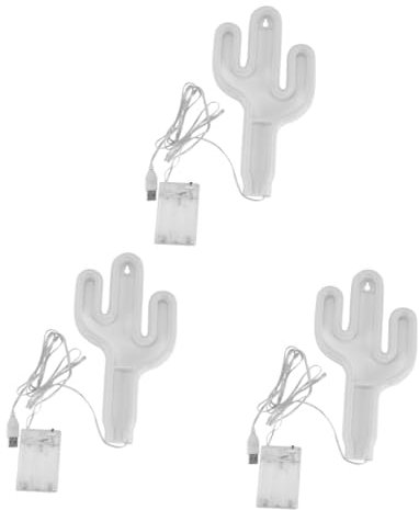 OSALADI 3 Stk Kaktus-Neon-LED-Nachtlicht deko lampe led kaktus lampe Design in Kaktusform Kakteen-Neon-Fensterlampe Dekor Schreibtischlampe kreative Neonlampe Neonlicht für Zuhause Liebe