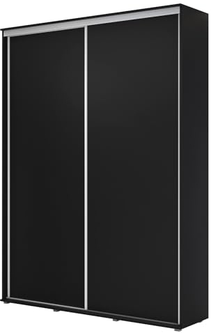 Meble Slupia - ZUZA Garderobenschrank - Kleiderschrank Schiebetüren - 100 x 242 x 45 cm - Kleiderstange Schrank - Kleider Schrank für Schlafzimmer, Flur, Jugendzimmer - Schwarz