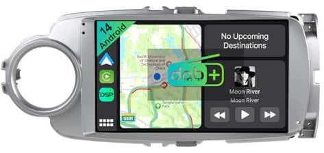 YUNTX [DAB-4G+64G] Android 14 Autoradio per Toyota Yaris GRMN 2012-2017-[Incorporato DAB+/Carplay/Android Auto/DSP/GPS]-IPS 2.5D 9 Touch Screen-CAM+MIC-MirrorLink/Bluetooth 5.0