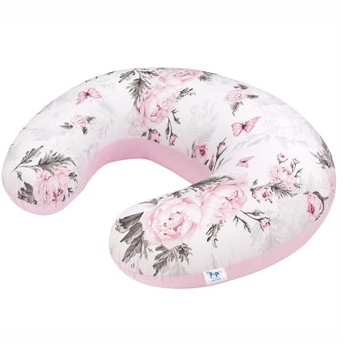 Pepi - Stillkissen - Stillhörnchen - Still Kissen Nursing - Stillkissen Baby - Lagerungskissen - Schwangerschaftskissen - Kissen Schwangerschaft - Pregnancy Pillow - (Pink Flowers)