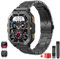 Smartwatch Uomo(2 Cinturini), 2.02 Orologio Smartwatch con Effettua/Risposta Chiamate, 1ATM Impermeabile 410mAh 100+ Modalità Sport con Sonno/Cardiofrequenzimetro/Contapassi, per Android iOS（Nero）