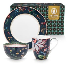 Pip Studio Berry Blues Frühstücksset blau 3tlg