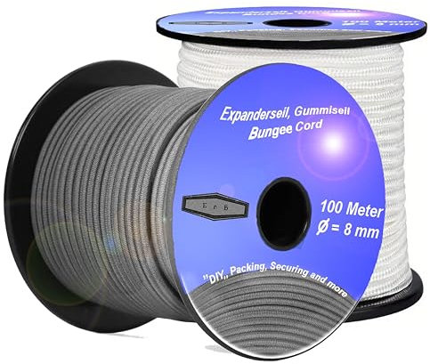 EnB, Expanderseil, Gummiseil, Planenseil, Zollseil, Div. LÄNGEN und AUSFÜHRUNGEN, Anhängerzubehör, Anhänger Netz, Anhänger Plane, Spannseil 8 mm (Expanderseil PP-Fasern Ø 8 mm, 10 m schwarz)