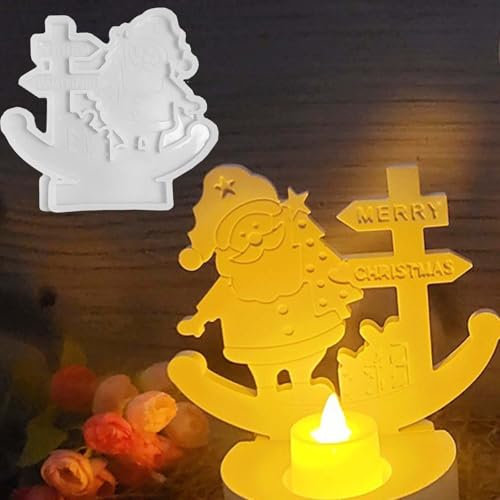 WISIRENT Wichtel Silikonform Weihnachten - Gnome Gießformen, Weihnachtsmann-Straßenschild, 3D Kerzenhalter für Bastelarbeiten, Gips, Kerzen