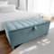 Harveys Living Ottoman Storage Box - Penal Style Engineered Wood Luxurious Plush Velvet Ottoman Storage Bench - (Duck Egg Plush, Legs)