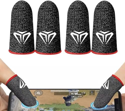 ZWWOGE 4PCS Dedales para Jugar al Movil Transpirable Gaming Disparos sensibles al Sudor para Cuchillos para Android y iOS,PUBG Mobile Game Finger Sleeve, Anti-Sudor Pantalla táctil de Dedo Manga