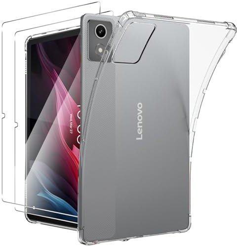CONAPIKA Cover per Lenovo K11 Plus 11.5 Pollici con 2 Vetro Temperato, Flessibil AntiGraffio Morbida Custodia Protettiva TPU Retro Case con Angoli Rinforzati Ultra Leggera Trasparente Paraurti Cover