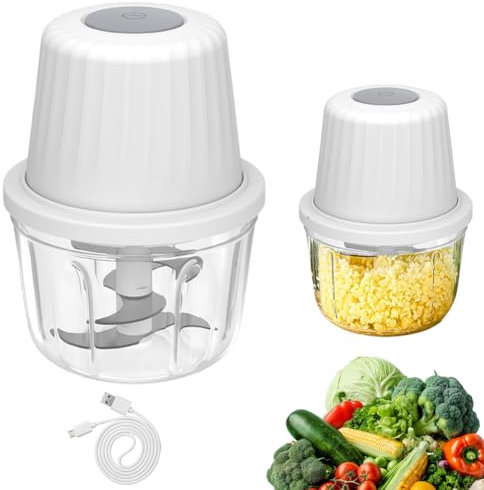 Hachoir électrique multifonction universel avec 6 couteaux à découper et capacité de 400 ml pour aliments de bébé, noix, légumes, fruits, viandes
