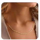 Esrael Vergoldete Kette Damen 3mm Figaro Kette Gold Halskette Damen Edelstahl Gold Kette Frauen Halskette Schmuck Geschenke für Frauen 22 Zoll
