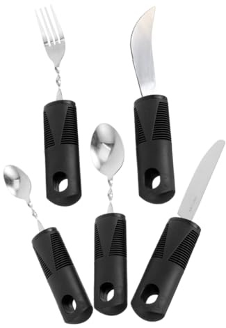 NULYLU 1juego Utensilios Adaptativos Para Personas Mayores Cubiertos Antitemblores Cuchara Tenedor y Cuchillo Mango De Flexible Herramientas De Alimentación Para Rehabilitación De
