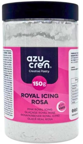 Azucren, Glacage Gateau, Decoration Gateau Comestible, Glacage Patisserie Parfait pour une Utilisation avec Poche A Douille Patisserie, Il Suffit D'ajouter De L'eau Et C'est Prêt (150 G, Rose)