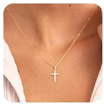 RMMD Kreuz Kette Damen - Kreuzkette Halskette Damen Kette mit Kreuz Halskette Goldkette Silber Schmuck Gold Modeschmuck Geschenke für Frauen Mädchen Geschenke