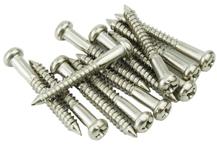 Guyker M3.5 * 28 Guitar Bridge Fixed Screws, Stainless Steel SUS Guitar Tremolo Bridge Mounting Screws for St Style Electric Guitar(12PCS, Chrome)
