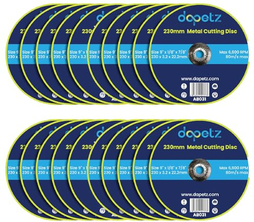 Dapetz ® Metal Cutting Discs 230mm Stainless Steel for Angle Grinder 230 x 3.2 x 22.2mm High Performance Grinder Discs with 22.2mm Bore for Precise Cutting & Smooth Grinding 20PCS
