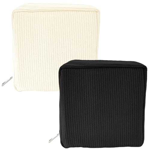 2 Stück Damenbinden-Tasche, Periodenbeutel Aufbewahrung mit Reißverschluss, Tragbare Binden Etui für Frauen, Teenager-Mädchen, Damen (Schwarz+Weiß)