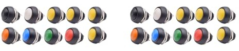 Uooduby 20 Pièces 2Pin Mini Interrupteur 12mm 1A Interrupteur étanche PBS-33B 12V Bouton Poussoir Momentané Interrupteur Réinitialiser Non Verrouillable PBS-33B