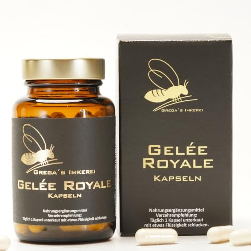 Gelée Royale Kapseln 350 mg 60 Stück (36,3g) Premium Bienenprodukt in pflanzlicher Kapselhülle Nahrungsergänzung ohne künstliche Zusätze Hochwertig & schonend verarbeitet (60 Kapseln)