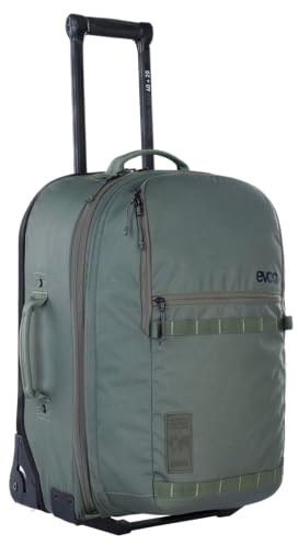 EVOC Terminal Bag 40+20l Travel Trolley, Travel Bag with Attached Backpack (Telescopic Handle, Replaceable Skate Wheels, Extra Light, Hand Luggage Size, Sturdy EVA Base Construction), Dark Olive