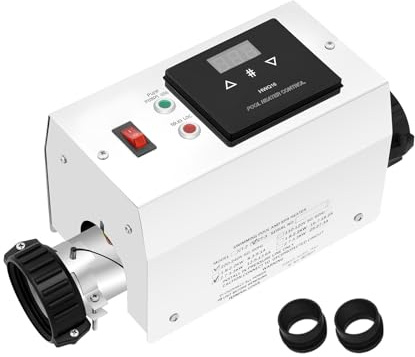 Madelynn Poolheizung Elektrisch 3KW Pool Heizung Elektrisch, Automatische Konstanttemperatur-Heizung, Schwimmbadheizer mit wasserdichter Digitalanzeige, für Familienbäder & Spa-Clubs