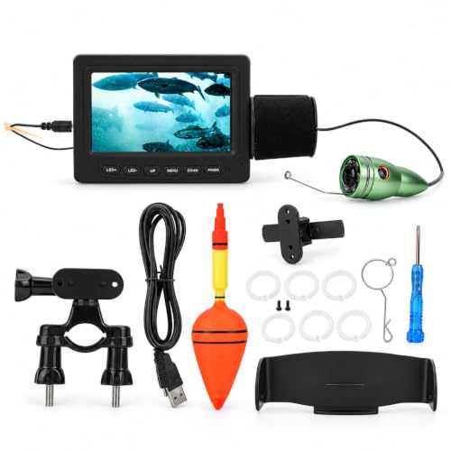 Hominas Unterwasserkamera 165° Weitwinkel Unterwasser Fischfinder mit 4,3 Zoll 1000TVL LCD und 15 m Kabel, IP68 Wasserdicht, zum Angeln auf EIS, im See, vom Boot und Kajak