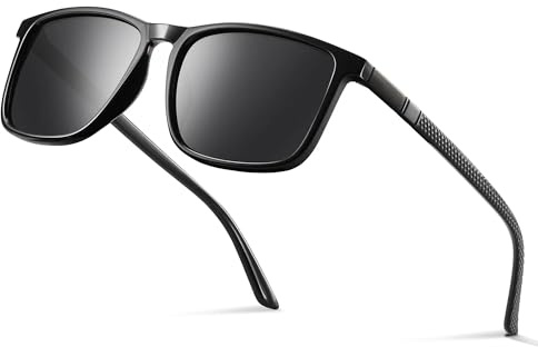 Occhsouo Polarisiert Sonnenbrille Herren - Damen UV400 Schutz Sunglasses Men Women TR90 Ultraleichte Rahmen Schwarz Polarisierte Sonnenbrillen für Angeln, Fishing, Fahren, Ritter Schwarz