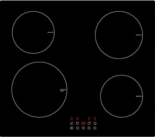 Induction Hob 60cm with 4 Cooking Zones, Built-In Electric Hob with Touch Control, 9 Power Levels, Timer & Safety Lock