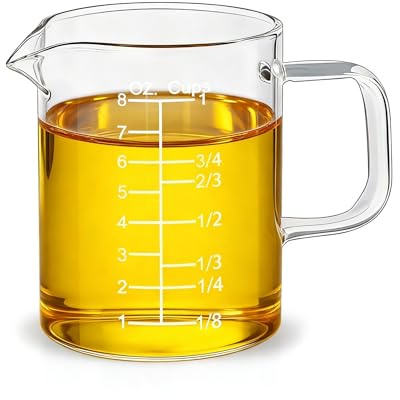 NLnnmuzh 250ml Small Measuring Jug,V Shaped Spout Measuring Cups for Baking | measuring cake ingredients,oil weighing,milk frothing,cooking sauce preparation