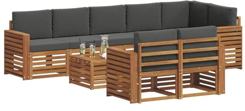 vidaXL Sofagarnituren 9 pcs Natur und Anthrazit Massivholz Akazie, Moderne Garten-Sofa-Garnitur, Robustes Outdoor-Sofa, braunes Akazienholz, stylische Sitzgruppe für deinen Garten