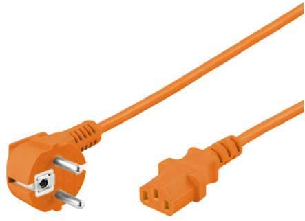 kab24® Stromkabel Netzkabel Powerkabel (2m, orange Schutzkontakstecker gewinkelt auf Kaltgerätebuchse gerade)