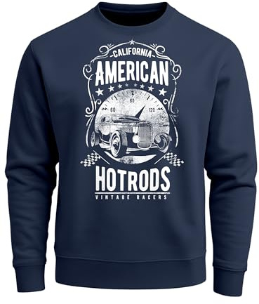 Neverless Herren Sweatshirt American Hotrods Retro Vintage Rundhals-Pullover