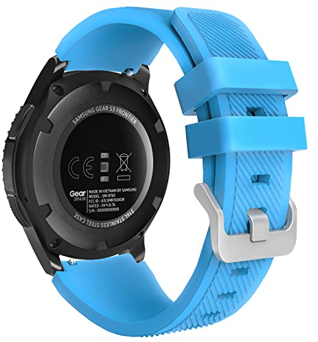 MoKo Sport Armband Kompatibel mit Samsung Galaxy Watch 3 45mm Armband/Galaxy Watch 46mm/Gear S3 Frontier/Classic, 22mm Weiches Silikon Ersatzarmband für Herren Damen, Blau