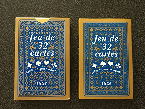 Equilibre et Aventure Lot de Deux Jeux de 32 Cartes : Poker, belote, Piquet, Manille, coinche, Bataille, menteur, soufflette, big up, Jeu des Chevaliers, Maitre du Jeu, biskit, etc
