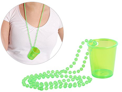 Alsino Schnapsglas Shotglas an Perlenkette - Länge der Kette: 36 cm, Pinnchen Höhe: 5 cm - perfekt für deinen Jga (LG9609 grün)
