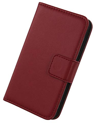 Lankashi Flip Premium Echt Leder Tasche Hülle Für TP-LINK neffos X1 MAX 5.5 Lederhülle Handyhülle Schutzhülle Klapphülle Handytasche Handy Schale Etui Brieftasche Wallet Cover Case (Dark Rot)