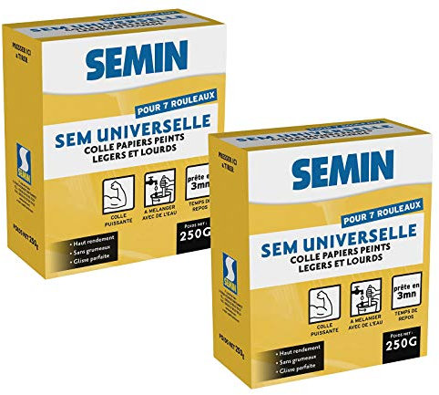 Sem-Universelle, Colle en Poudre pour Papiers Peints Légers et Lourds, Intérieur, Boite 250 g (lot de 2)