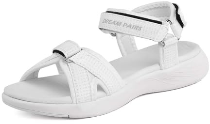 DREAM PAIRS Sandales de Randonnée Femme Confortables Antidérapantes Légères à Brides Réglables Semelle Amortissante Marche Trekking Extérieur Plage Été,Size 39,Blanc,QDL19001L