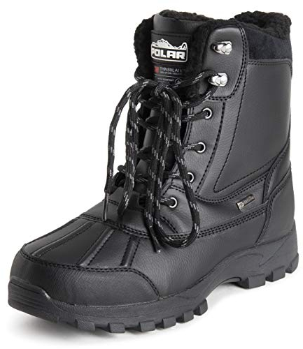 Polar Herren Thinsulate Völlig Lined Wasserdicht Tiefer Schritt Dauerhaft Rubber Shell Thermal Winter Regen Schnee Stiefels - Schwarz - UK11/EU45 - YC0693
