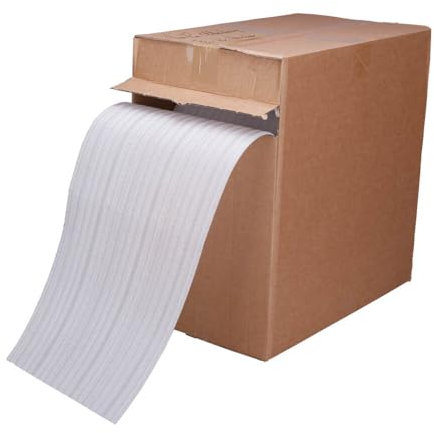 Schaumfolie Rollen im Spenderkarton, Nopaschaumfolie, Verpackungsfolie, geschäumtes PE, Weiß, 30 cm x 80 m (Breite x Länge), 2 mm Stärke, alle 32 cm perforiert, 1 Rolle(n)