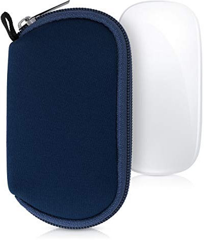 kwmobile Custodia Mouse Wireless Compatibile con Apple Magic Mouse 1/2 - Custodia Neoprene Mouse - Astuccio Porta Mouse PC Gaming Blu Scuro