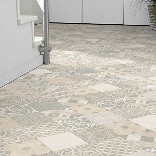 Bodenmaster PVC Bodenbelag Retro Fliese Beige Tarkett Iconik 260 Zaragoza Powder (Musterstück in DIN A4)